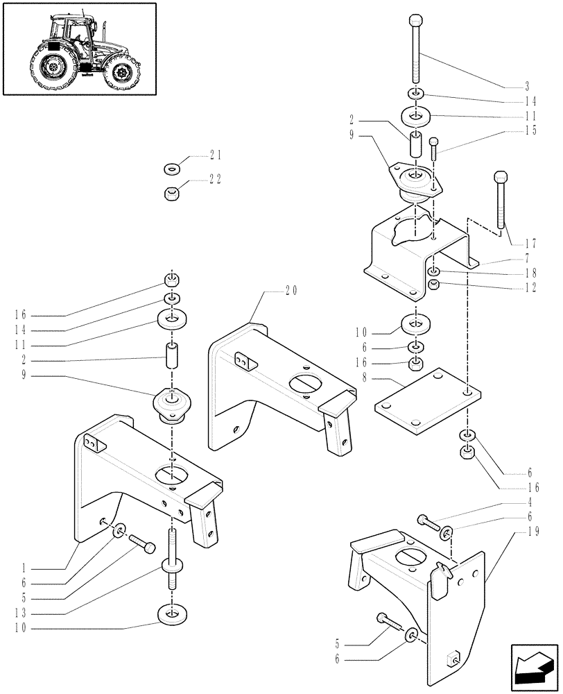 Схема запчастей Case IH JX90 - (1.87.0[01]) - CAB SUPPORTS (08) - SHEET METAL