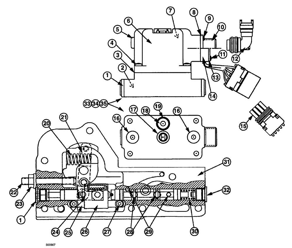 Схема запчастей Case IH SPX4260 - (182) - PRESSURE CONTROL SERVO VALVE (35) - HYDRAULIC SYSTEMS