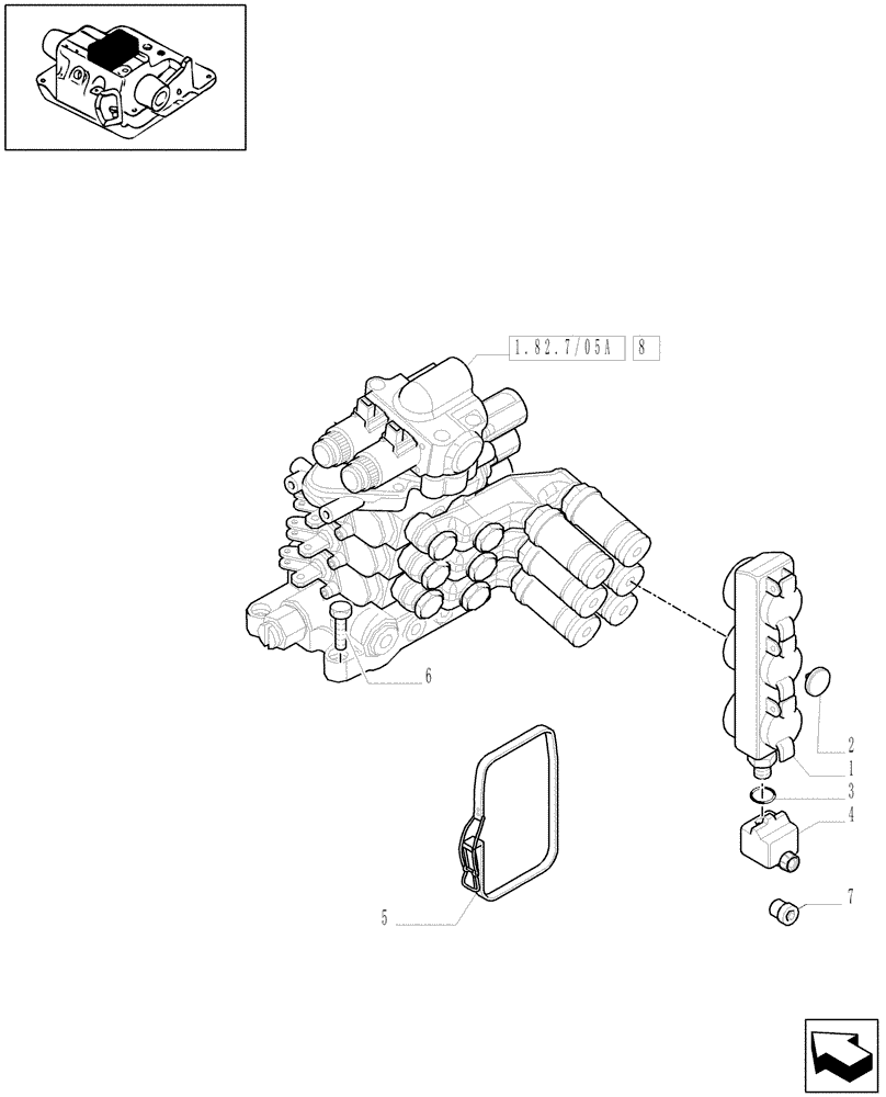 Схема запчастей Case IH MAXXUM 110 - (1.82.7/05[01]) - 3 REMOTES FOR EDC - REMOTES AND RELATIVE PARTS - C6788 (VAR.331851) (07) - HYDRAULIC SYSTEM