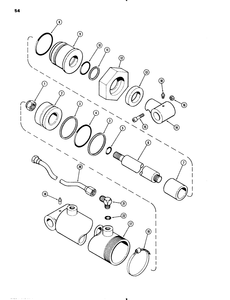 Схема запчастей Case IH 70 - (54) - LIFT CYLINDER, 70L, 70S AND 70U, USED BEFORE SN 1610126 (35) - HYDRAULIC SYSTEMS