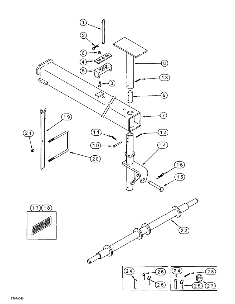 Схема запчастей Case IH 955 - (9A-048) - ENDWISE TRANSPORT HITCH AND STAND, 8 ROW NARROW - RIGID (09) - CHASSIS/ATTACHMENTS