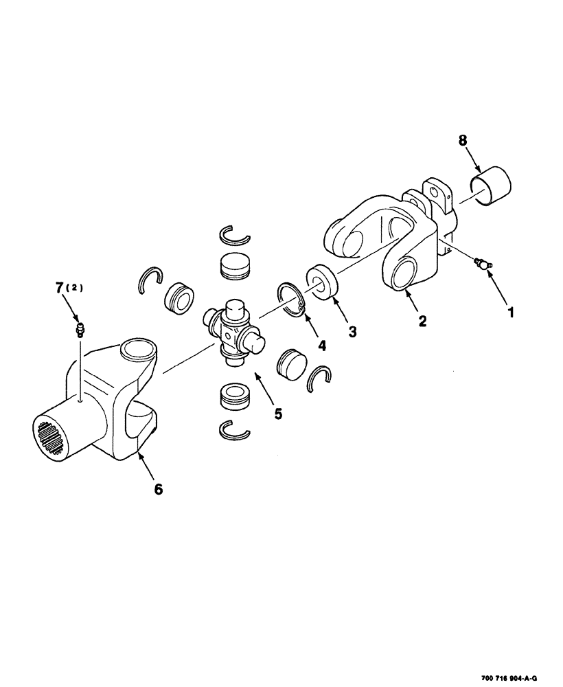 Схема запчастей Case IH 8576 - (02-016) - FLYWHEEL CLUTCH U-JOINT ASSEMBLY, 700716904 U-JOINT ASSEMBLY-COMPLETE, S.N. CFH0117743 AND LATER Driveline