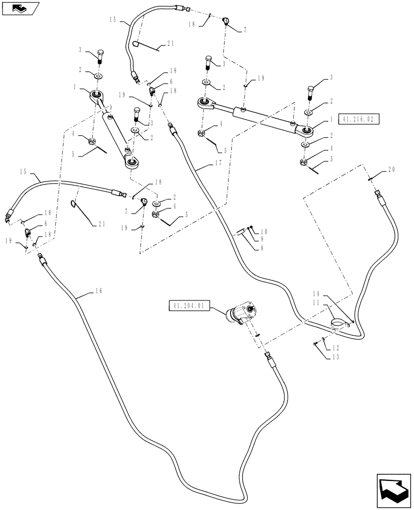 Схема запчастей Case IH TITAN 3030 - (41.216.01) - STEERING LINES (41) - STEERING