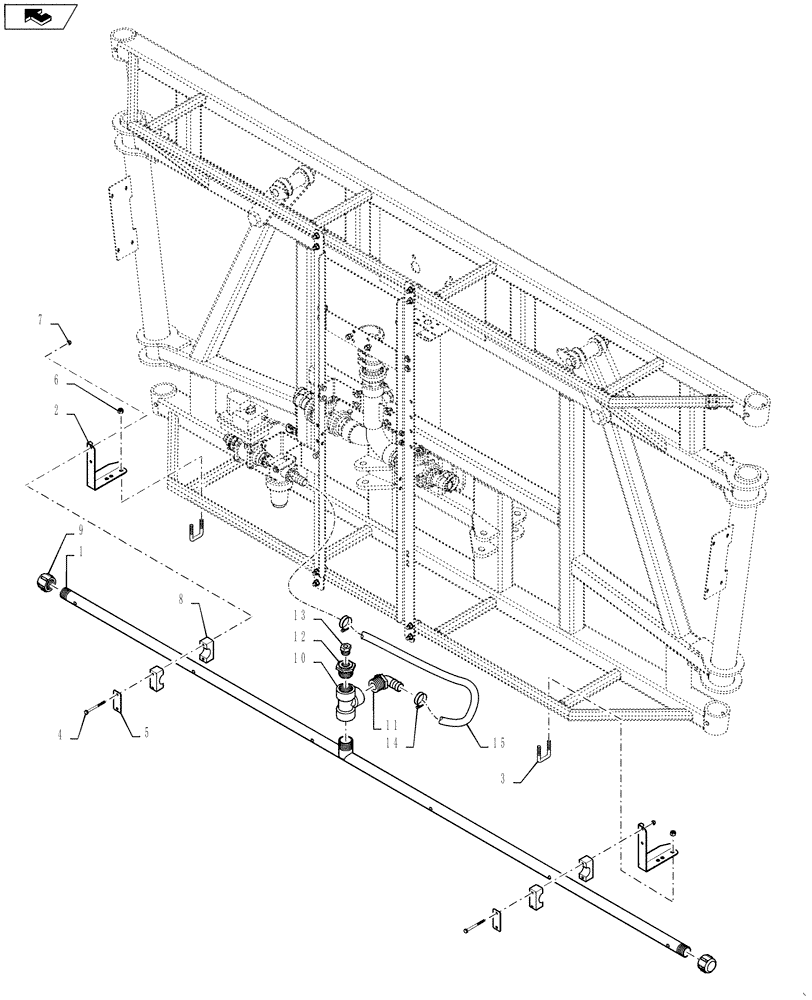 Схема запчастей Case IH 4420 - (09-036) - SPRAYBAR, CS 20/30", 5 SECTION Liquid Plumbing