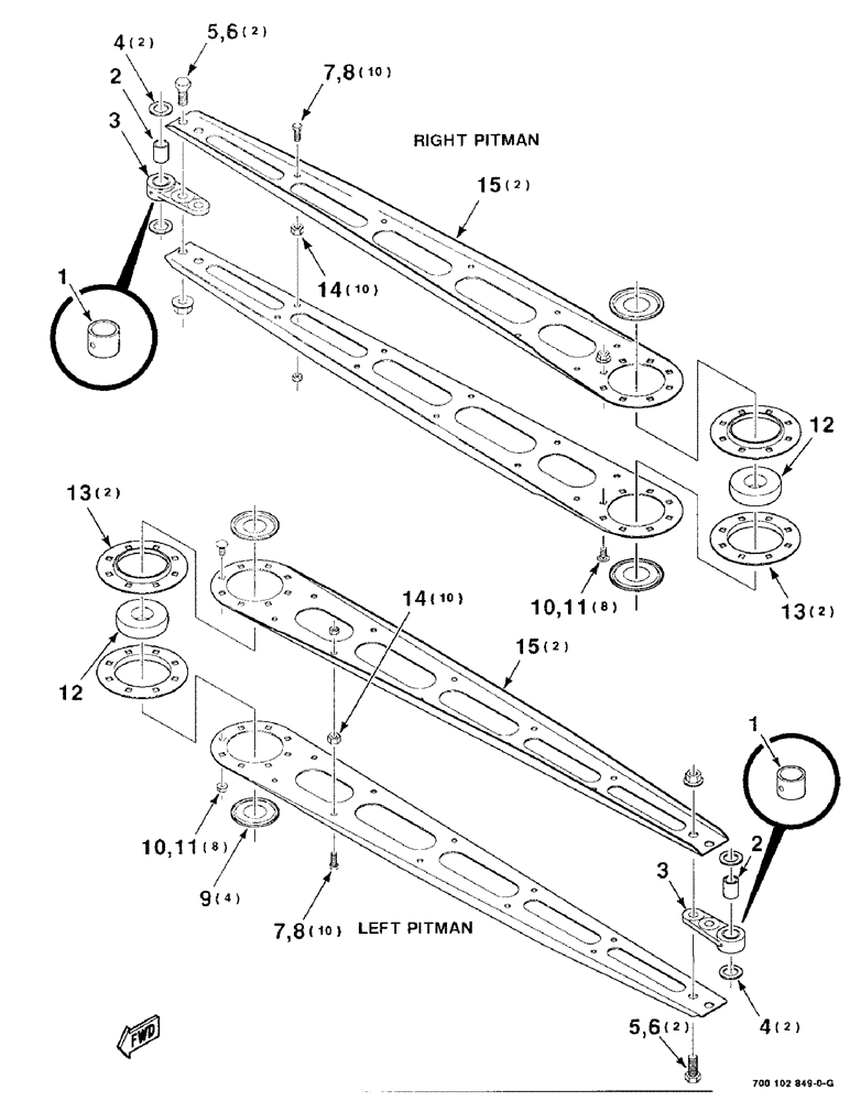 Схема запчастей Case IH 8820 - (2-22) - PRIMARY PITMAN ASSEMBLY, LEFT AND RIGHT (09) - CHASSIS