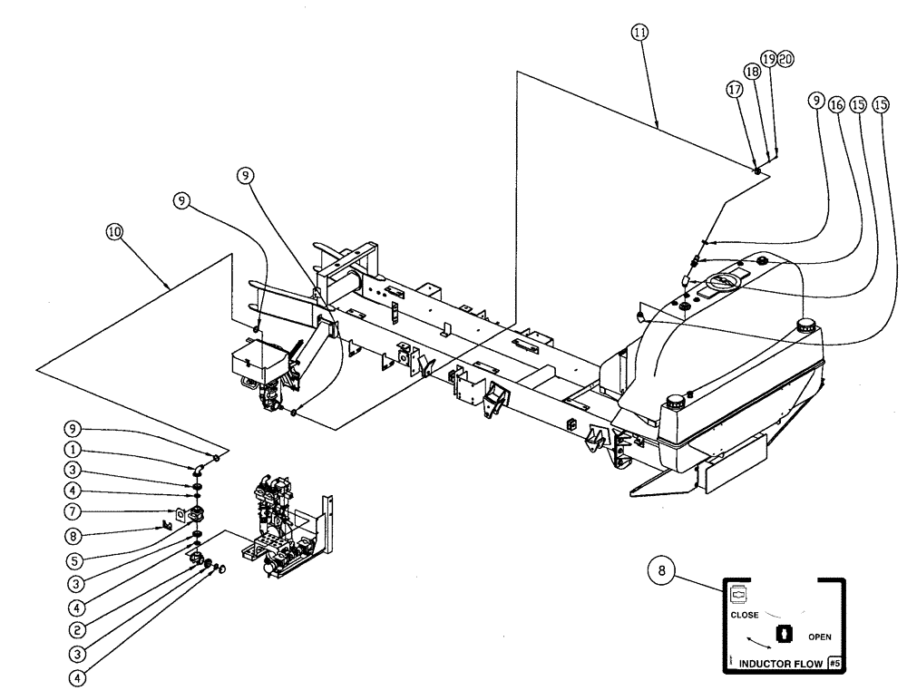 Схема запчастей Case IH FLX810 - (11-003) - EDUCTOR PLUMBING Reload Control & Chemical Eductor