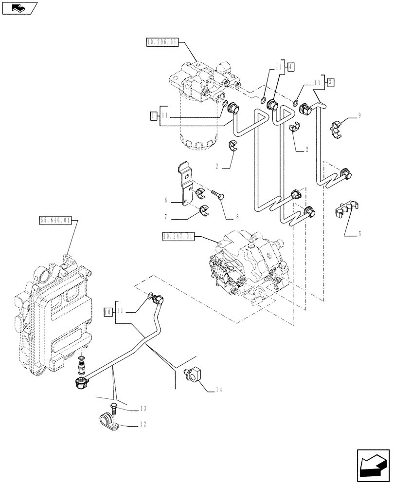 Схема запчастей Case IH F4HE9687F J100 - (10.218.01) - PIPING - FUEL (2859604-2855332) (10) - ENGINE