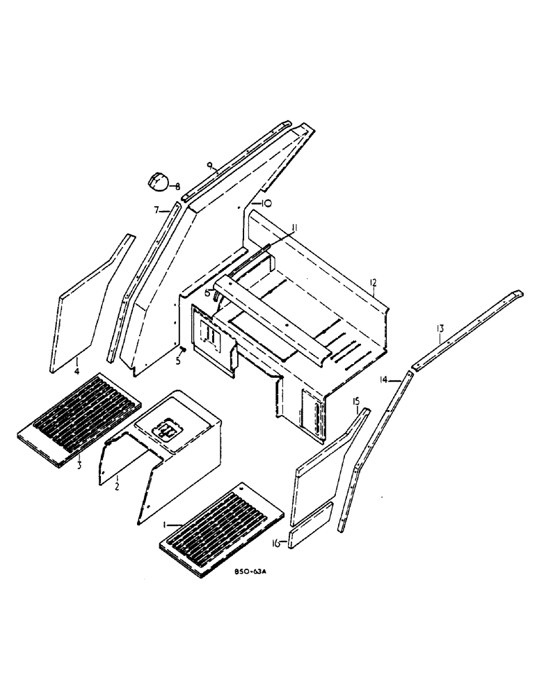 Схема запчастей Case IH 485 - (0J11-2) - CAB INSULATION (05) - SUPERSTRUCTURE