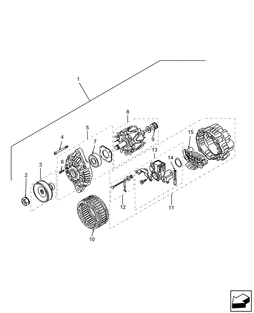 Схема запчастей Case IH DX55 - (01.07) - ALTERNATOR ASSEMBLY (01) - ENGINE