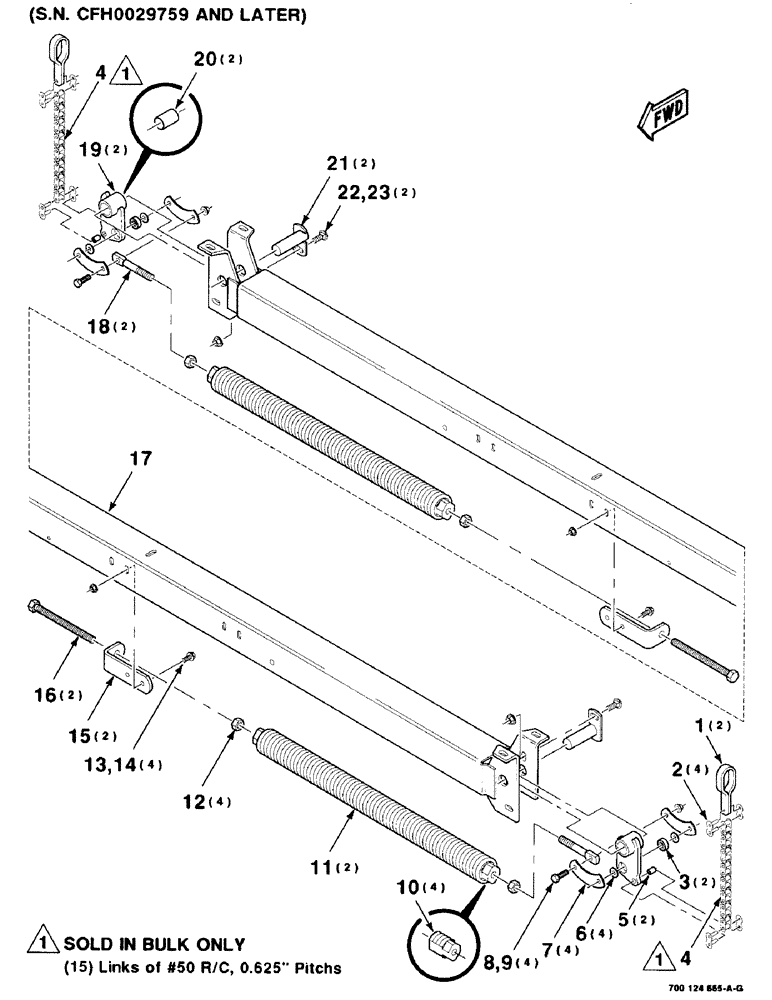 Схема запчастей Case IH 8830 - (5-14) - HAY CONDITIONER SPRING ASSEMBLY, HEAVY SPRING, SERIAL NUMBER CFH0029759 AND LATER (09) - CHASSIS