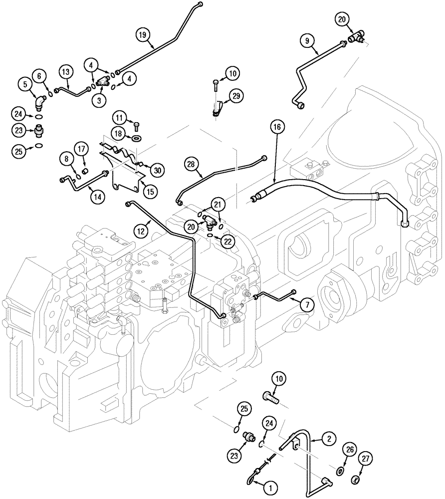 Схема запчастей Case IH MX170 - (08-12) - EXTERNAL LUBRICATION CIRCUIT AND DIPSTICK (35) - HYDRAULIC SYSTEMS