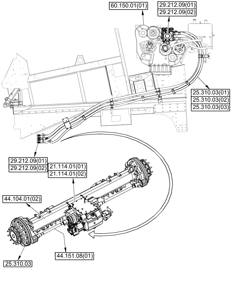 Схема запчастей Case IH 8010 - (00.000.29) - PICTORIAL INDEX - HYDROSTATIC TRANSMISSION (00) - GENERAL & PICTORIAL INDEX