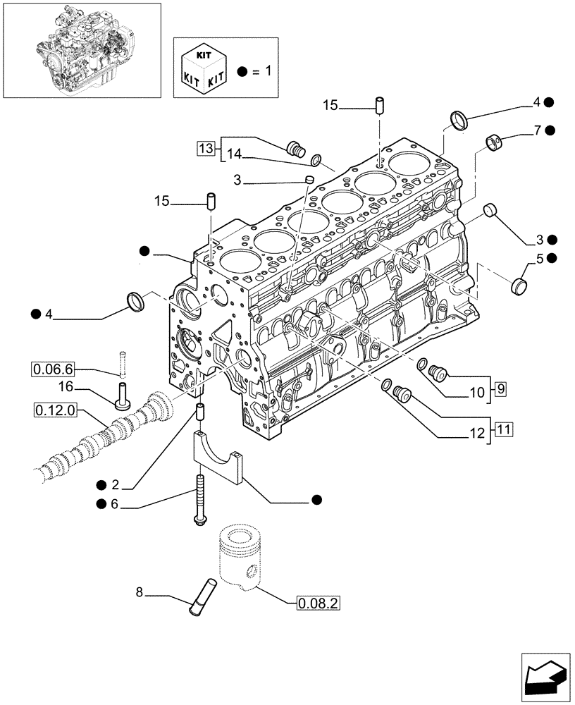 Схема запчастей Case IH F4GE9684D J600 - (0.04.0[01]) - CRANKCASE (504114613) 