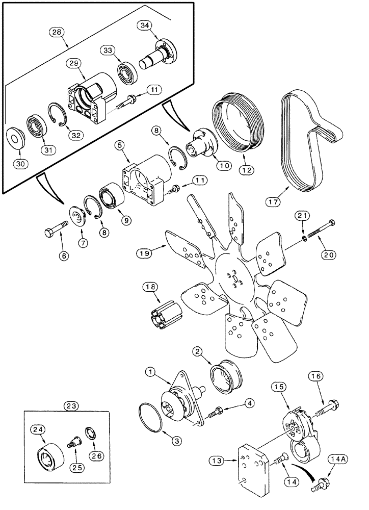 Схема запчастей Case IH 2555 - (02-08) - WATER PUMP SYSTEM (01) - ENGINE