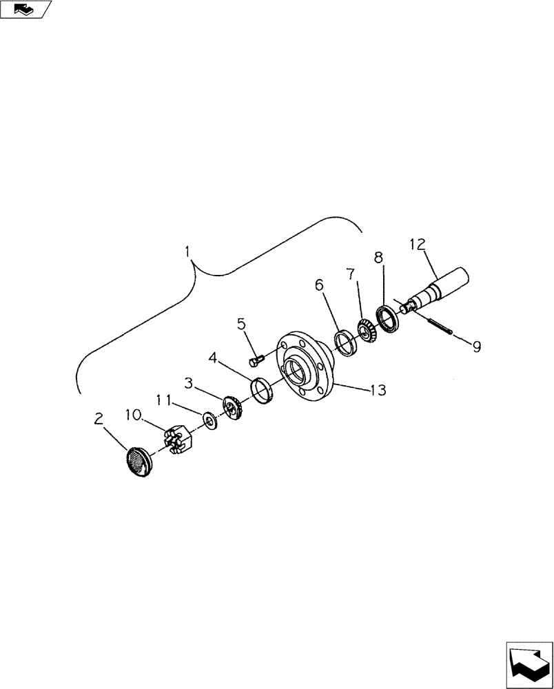 Схема запчастей Case IH 1300 - (44.100.01) - HUB & SPINDLES - 633, 783 (44) - WHEELS