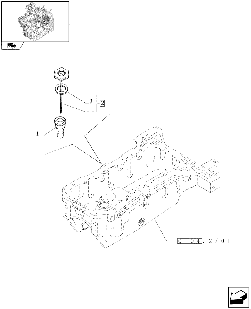 Схема запчастей Case IH FARMALL 95N - (0.27.0/01) - ENGINE OIL DIPSTICK (01) - ENGINE