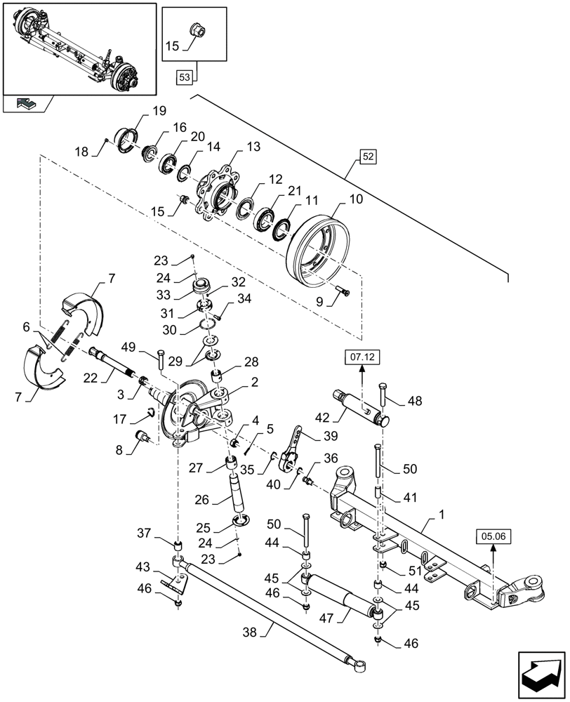 Схема запчастей Case IH LB433R - (05.10[01]) - TANDEM AXLE, STEERED REAR AXLE PNEUMATIC BRAKE (05) - AXLE