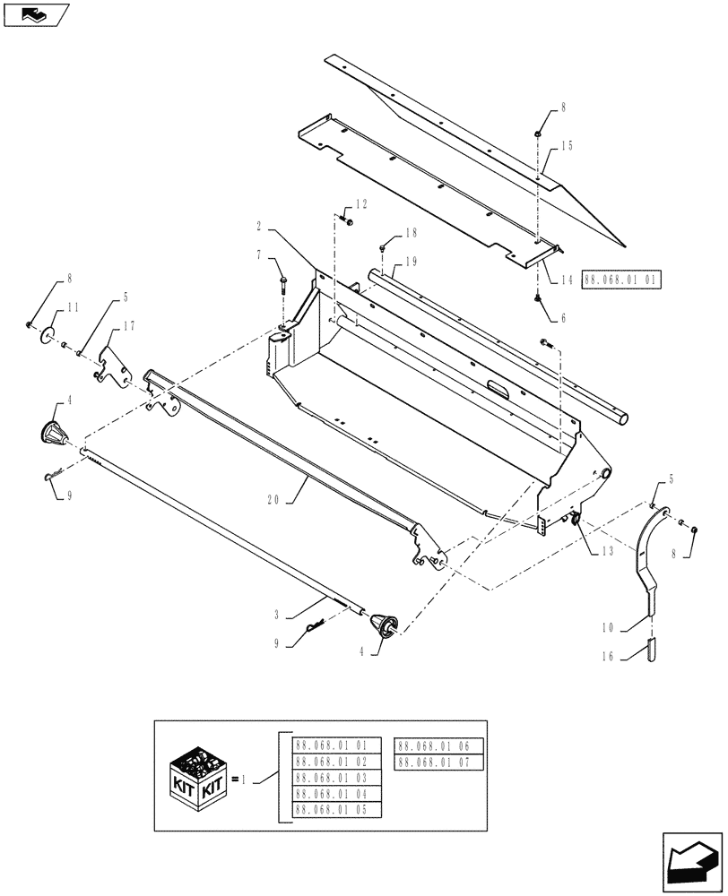 Схема запчастей Case IH RB455A - (88.068.01[02]) - DIA KIT, STANDARD NET, STATIONARY ROLL & BRAKE TENSION (88) - ACCESSORIES