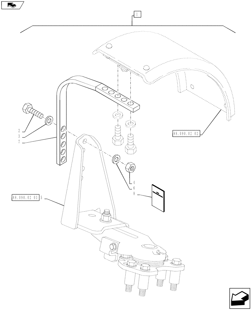 Схема запчастей Case IH PUMA 130 - (88.090.02[01]) - DIA KIT, DYNAMIC FRONT FENDERS (480MM) - SUPPORT (88) - ACCESSORIES