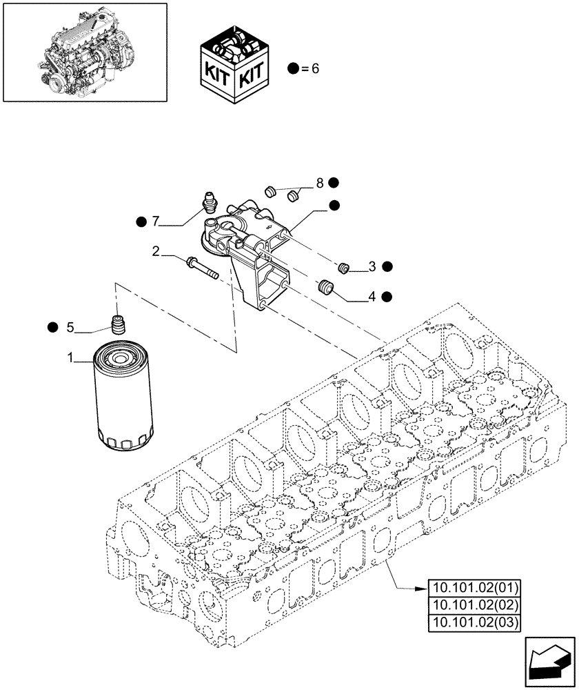 Схема запчастей Case IH 7120 - (10.206.02) - FUEL FILTER & RELATED PARTS - 7120/7120(LA) (10) - ENGINE