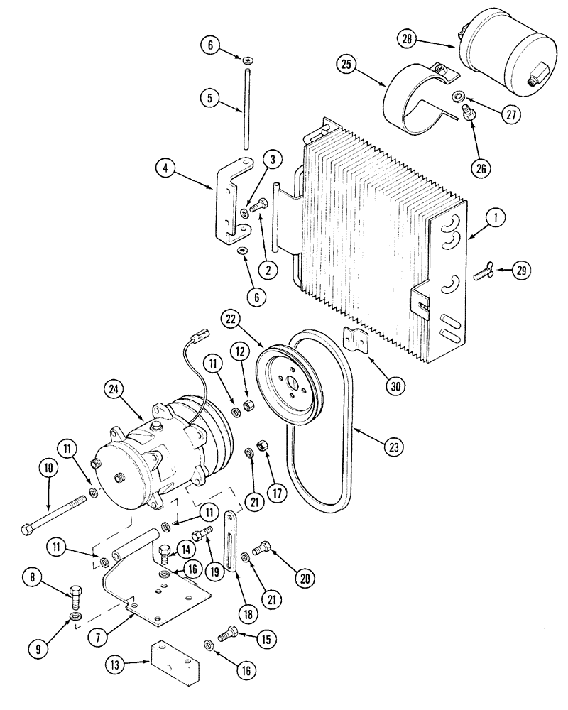 Схема запчастей Case IH 5120 - (2-18) - AIR CONDITIONING, COMPRESSOR, CONDENSOR AND DRIER (02) - ENGINE