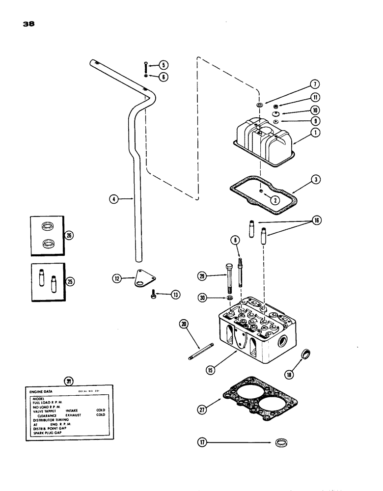 Схема запчастей Case IH 770 - (038) - CYLINDER HEAD AND COVER, (251B) SPARK IGNITION ENGINE (02) - ENGINE