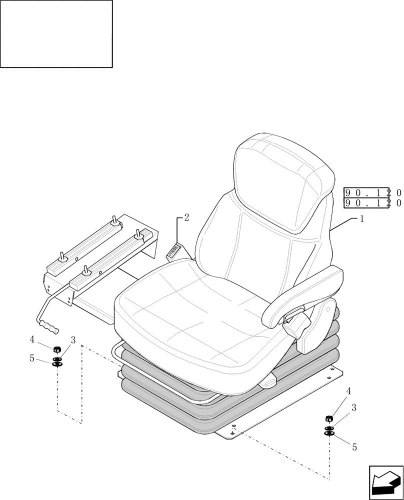 Схема запчастей Case IH 9120 - (90.124.02) - SEAT, OPERATOR (90) - PLATFORM, CAB, BODYWORK AND DECALS