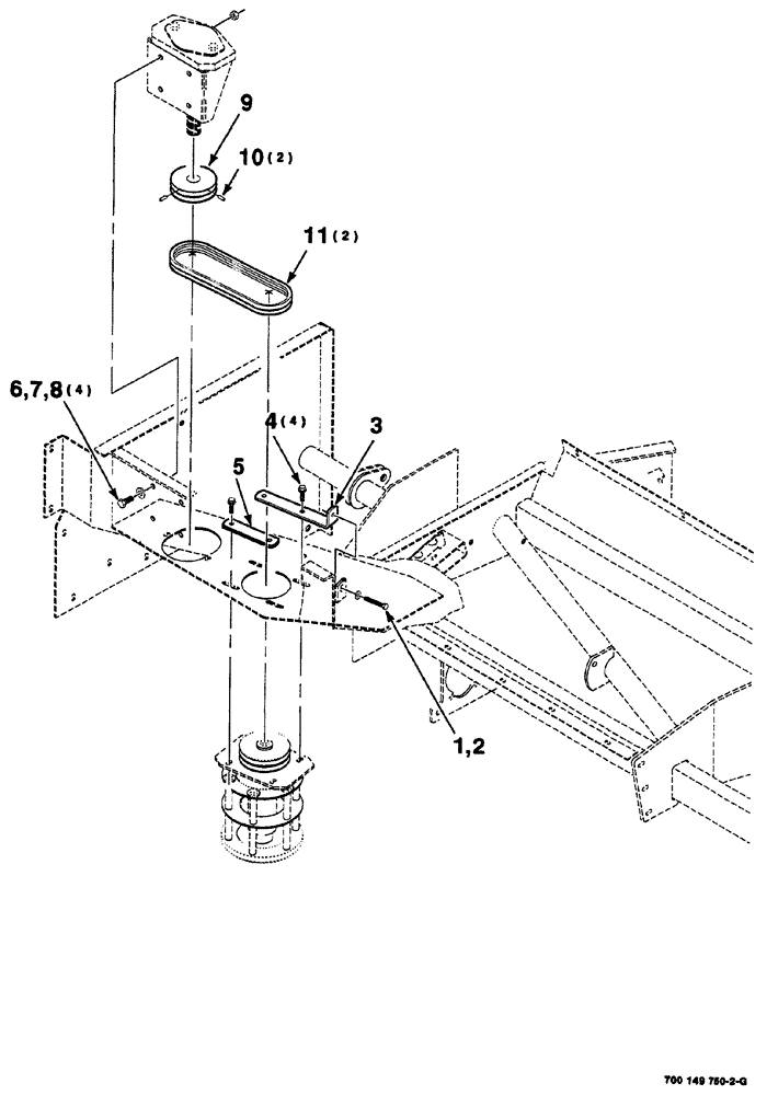 Схема запчастей Case IH 725 - (02-004) - HEADER DRIVE ASSEMBLY, RIGHT (58) - ATTACHMENTS/HEADERS