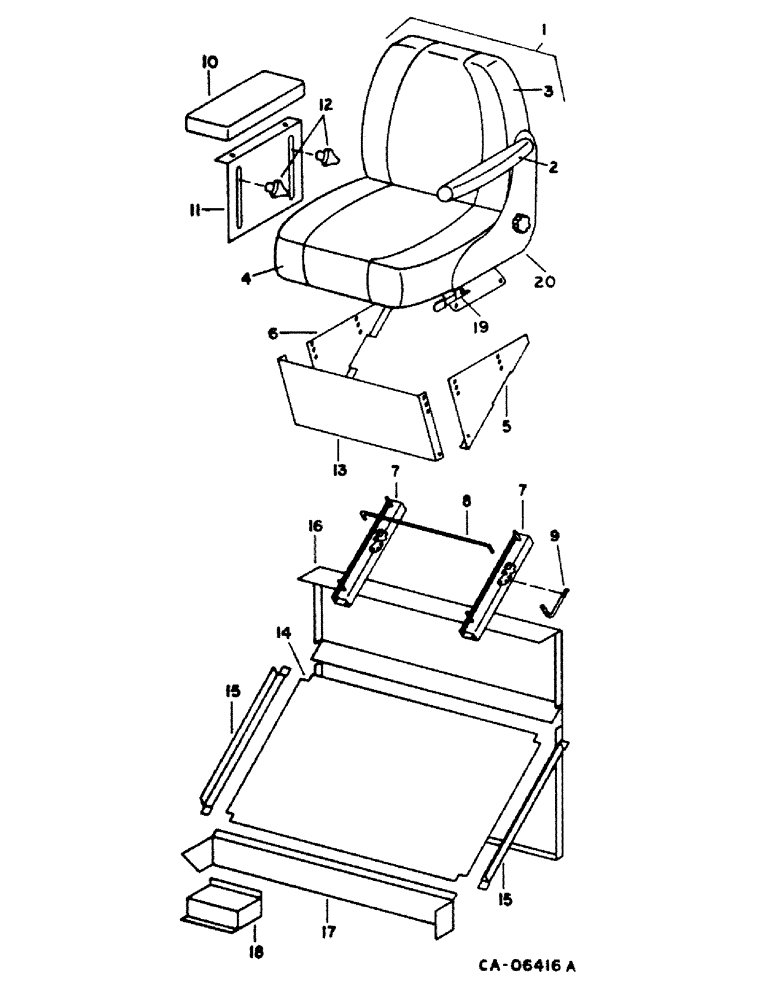 Схема запчастей Case IH 1440 - (13-13) - SUPERSTRUCTURE, OPERATORS SEAT, S/N 20828 AND ABOVE (05) - SUPERSTRUCTURE