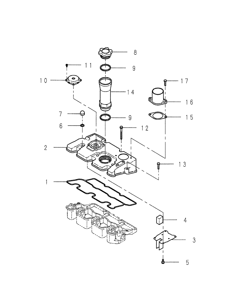 Схема запчастей Case IH DX35 - (01.06) - HEAD COVER (01) - ENGINE