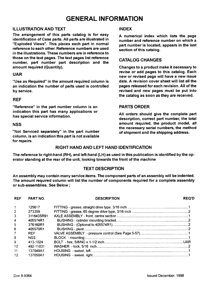Схема запчастей Case IH 5250 - (0-004) - GENERAL INFORMATION (00) - PICTORIAL INDEX
