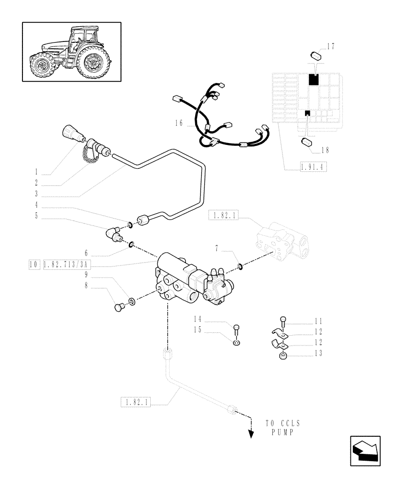 Схема запчастей Case IH MXM140 - (1.82.713/03[01]) - (VAR.414) TRAILER BRAKE VALVE FOR LOAD SENSING CLOSED CENTRE (CCLS) (07) - HYDRAULIC SYSTEM