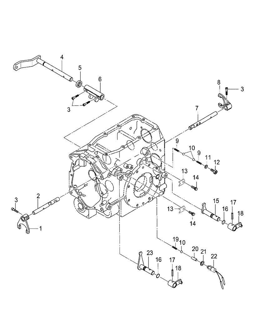 Схема запчастей Case IH DX24E - (03.03) - REAR TRANSMISSION CASE & SHIFTER (03) - TRANSMISSION