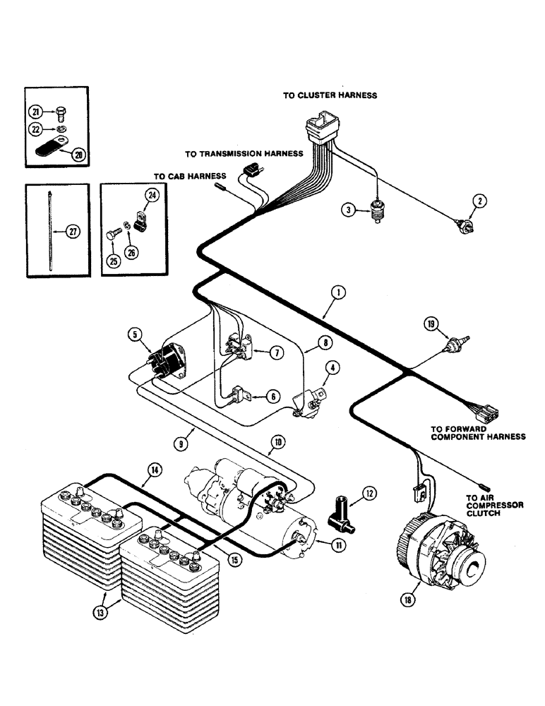 Схема запчастей Case IH 2590 - (4-080) - ENGINE HARNESS, PRIOR TO P.I.N. 8841101 (04) - ELECTRICAL SYSTEMS