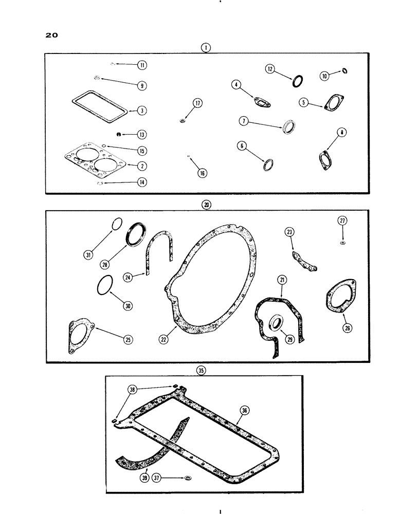 Схема запчастей Case IH 730 SERIES - (020) - ENGINE GASKET KITS, MODEL 730, 267 DIESEL ENGINE (02) - ENGINE