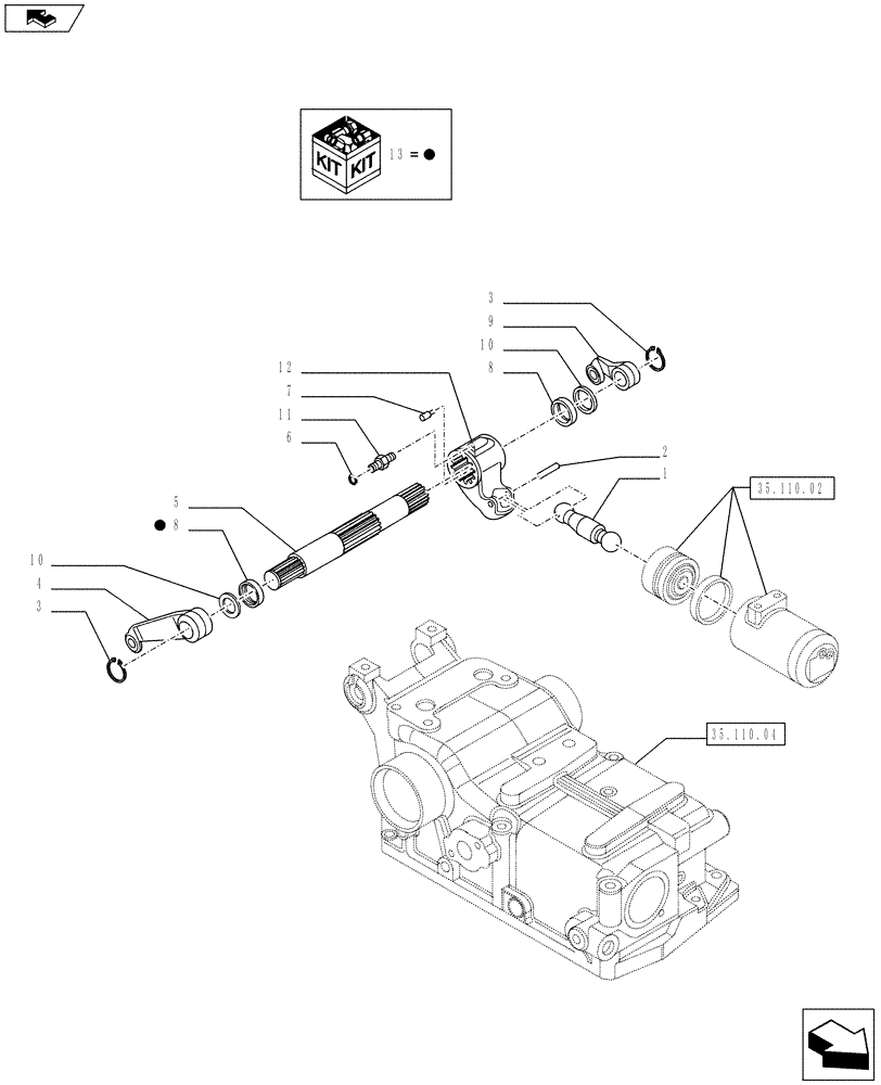 Схема запчастей Case IH FARMALL 65C - (35.110.03[01]) - HYDRAULIC LIFT - LIFT ARMS - END YR 12-SEP-2012 (35) - HYDRAULIC SYSTEMS