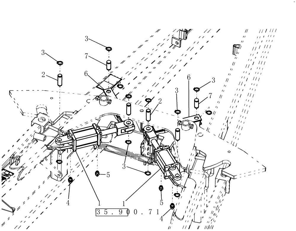 Схема запчастей Case IH 800 - (35.900.77) - HITCH, FRONT LATCH - HYDRAULIC CYLINDERS (35) - HYDRAULIC SYSTEMS