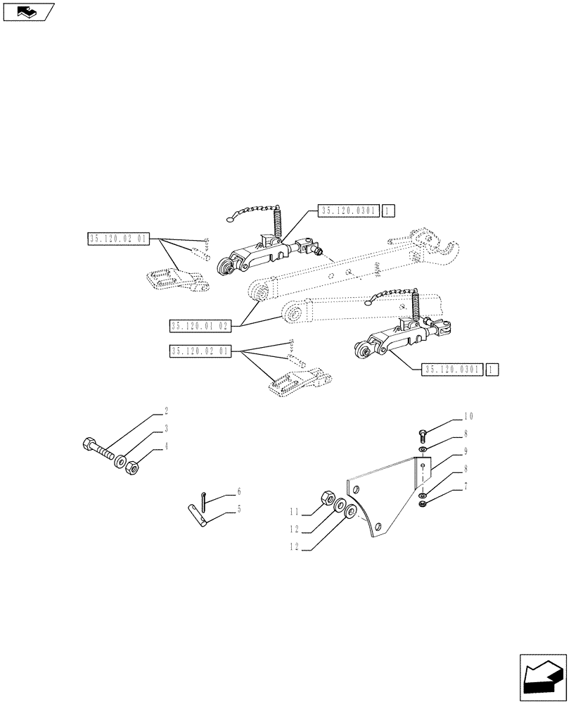 Схема запчастей Case IH PUMA 170 - (35.120.03) - AUTOMATIC LINKAGE STABILIZER (VAR.720946-728754 / 743621) (35) - HYDRAULIC SYSTEMS