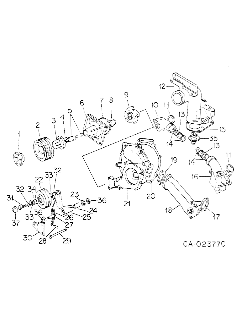 Схема запчастей Case IH DV-550 - (A-05) - THERMOSTAT AND WATER PUMP 