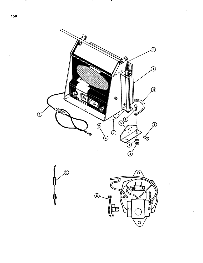 Схема запчастей Case IH 1070 - (0150) - RADIO, FENDER MOUNTED (04) - ELECTRICAL SYSTEMS