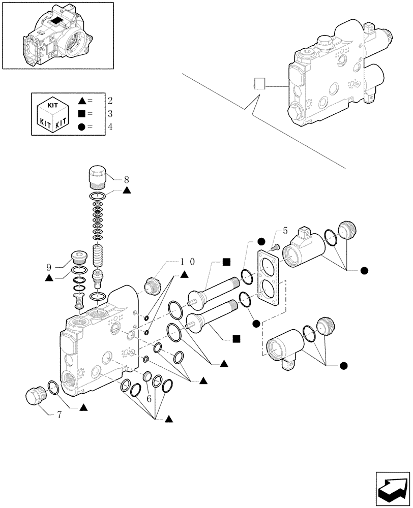 Схема запчастей Case IH PUMA 180 - (1.82.7/07C) - (VAR.718) 4 X ELECTRONIC REAR REMOTES (07) - HYDRAULIC SYSTEM