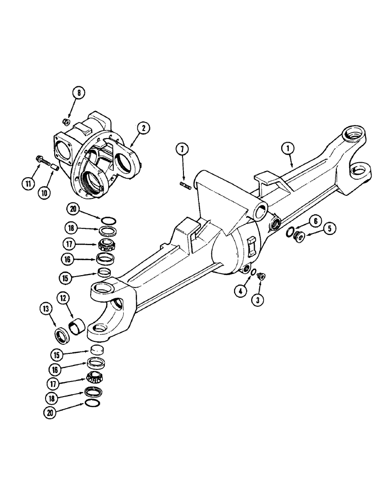 Схема запчастей Case IH 2096 - (5-124) - FRONT AXLE HOUSING AND DIFFERENTIAL CARRIER, MFD TRACTORS (05) - STEERING