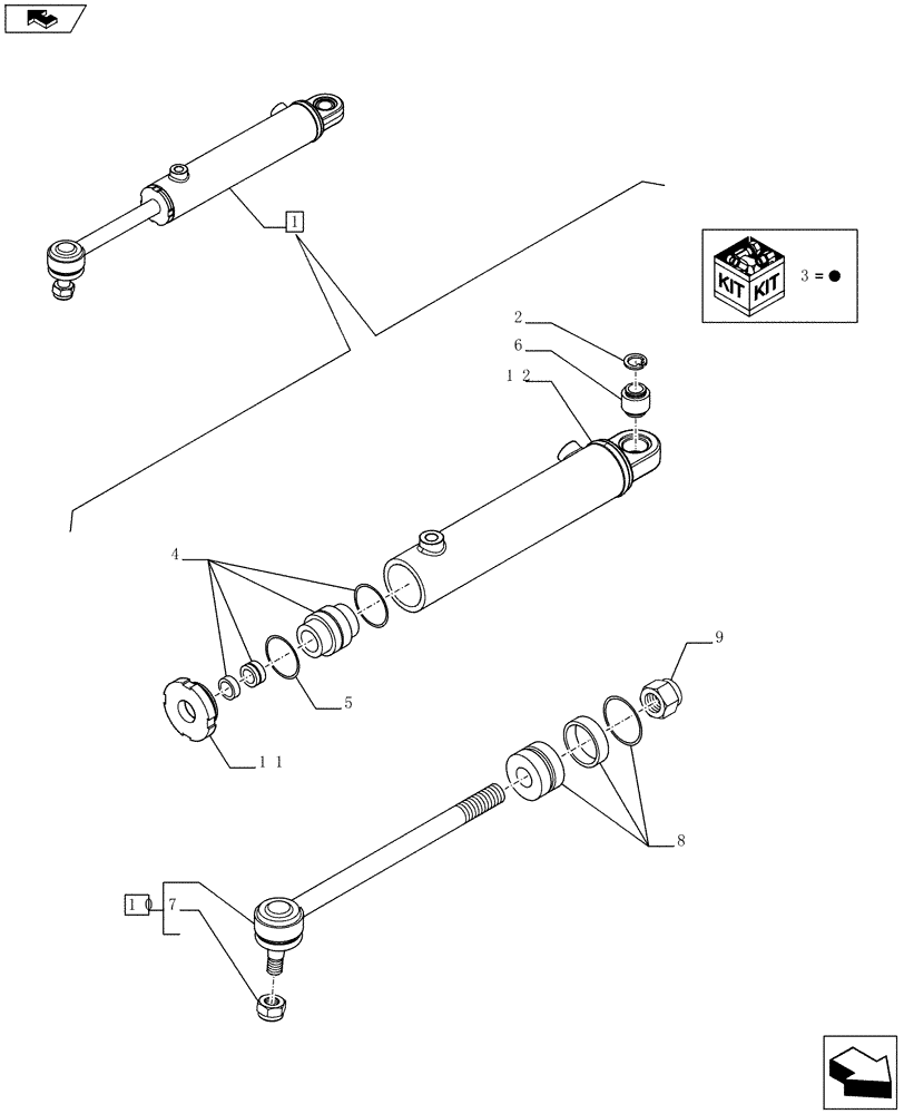 Схема запчастей Case IH FARMALL 65C - (41.216.0101[02]) - HYDRAULIC STEERING CYLINDER - BREAKDOWN (VAR.330581) (41) - STEERING