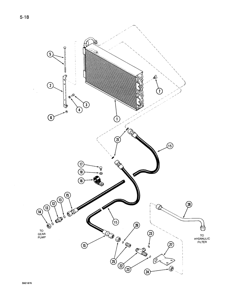 Схема запчастей Case IH 7140 - (5-018) - HYDRAULIC OIL COOLER, PRIOR TO P.I.N. JJA0027701 (05) - STEERING