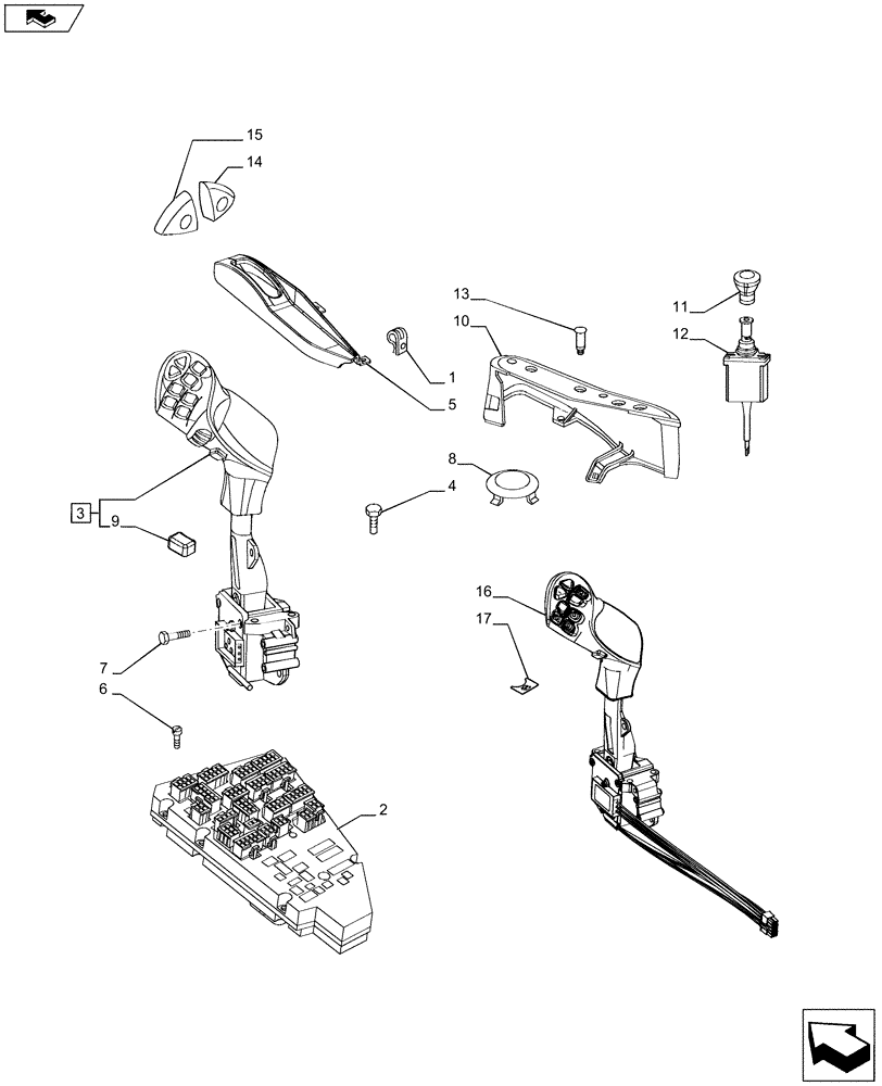 Схема запчастей Case IH PUMA 215 - (55.512.05[01]) - ARMREST CONTROL UNIT - ELECTRONIC CONTROLS AND ELECTRONIC CONTROL UNIT (55) - ELECTRICAL SYSTEMS