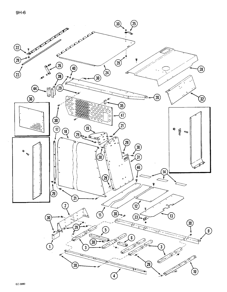 Схема запчастей Case IH 1680 - (9H-06) - ENGINE SHIELD AND SERVICE DECK, P.I.N. JJC0047031 AND AFTER (12) - CHASSIS