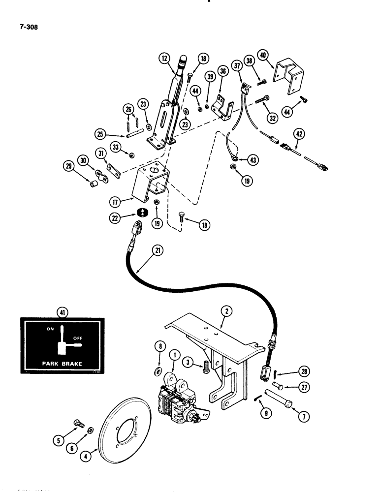 Схема запчастей Case IH 2294 - (7-308) - PARKING HAND BRAKE, MFD TRACTORS (07) - BRAKES