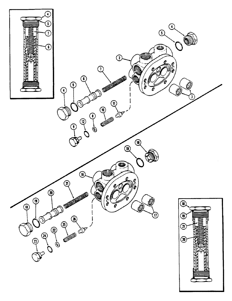 Схема запчастей Case IH 2670 - (336) - HYDRAULIC PUMP REAR COVER, WITH SCREW TYPE FLOW DIVIDER PLUG FOR A141223 PUMP (08) - HYDRAULICS