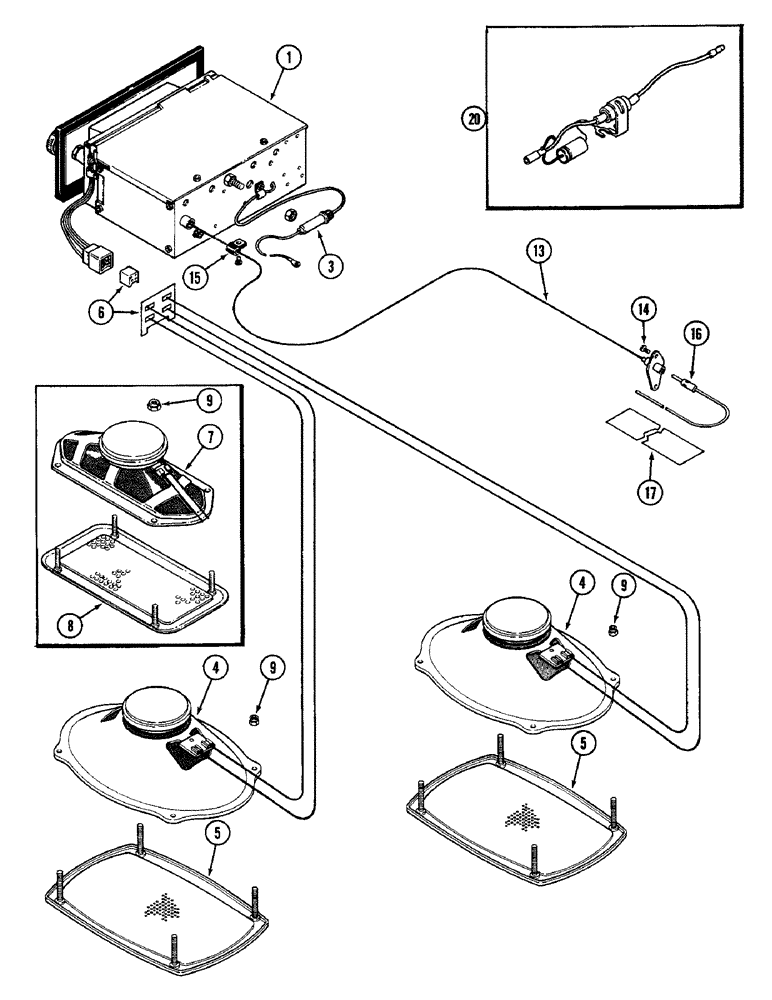 Схема запчастей Case IH 4890 - (9-454) - CAB, RADIO AND SPEAKERS (09) - CHASSIS/ATTACHMENTS