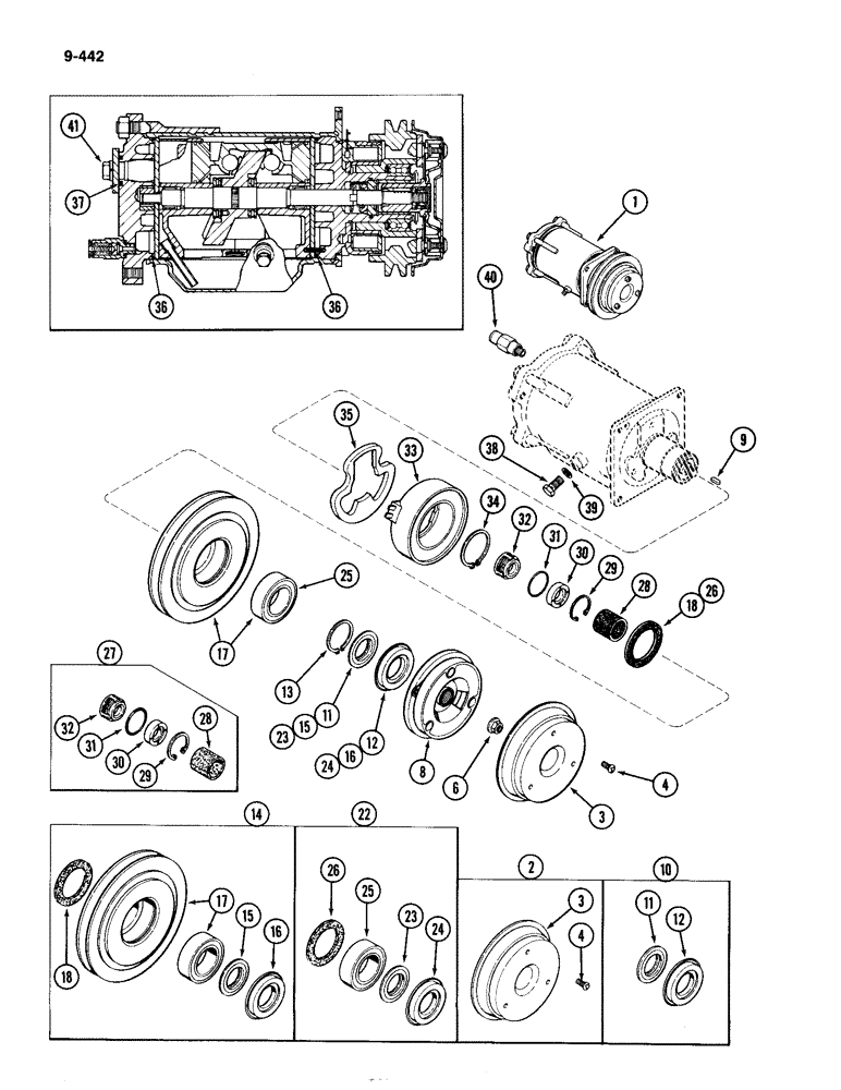 Схема запчастей Case IH 4490 - (9-442) - AIR CONDITIONER, AIR COMPRESSOR ASSEMBLY (09) - CHASSIS/ATTACHMENTS